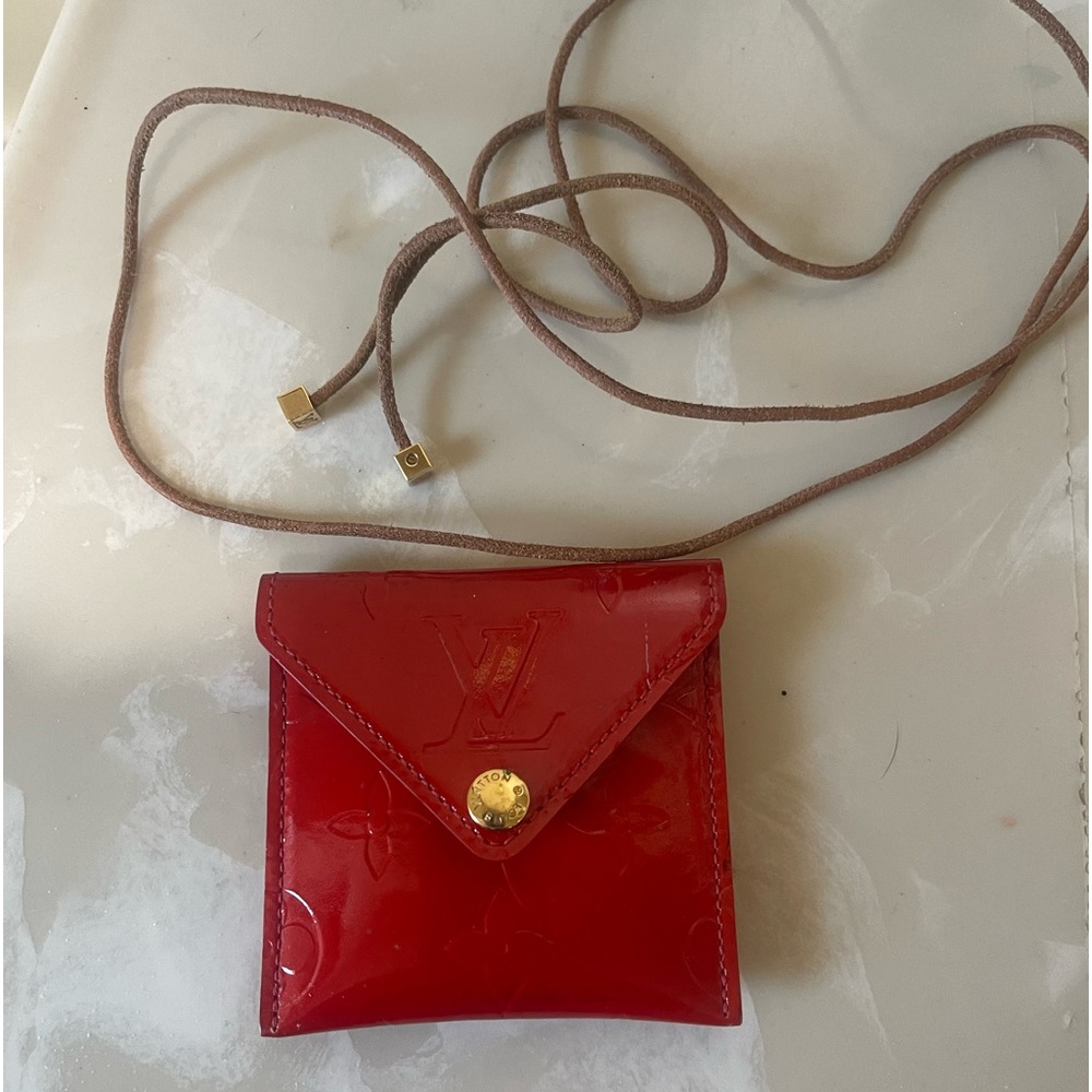 Louis Vuitton Vernis Collier Cube Coin Purse Pochette Necklace